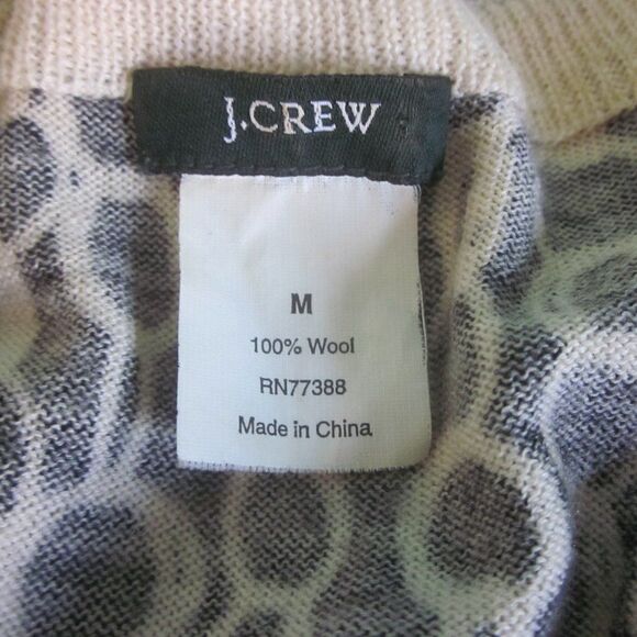 J Crew Womens Size M Button Front Wool Cardigan Black Chain Print Sweater 34" B - Picture 3 of 12